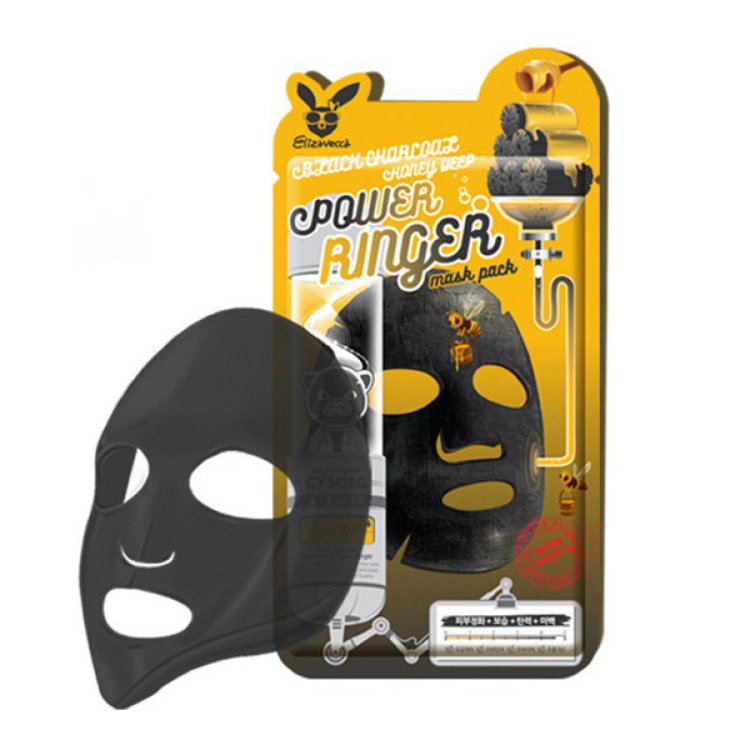 Ткан. маска д/лица с black charcoal honey deep power ringer mask pack