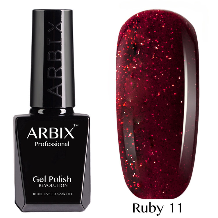 Гель-лак Arbix Ruby (Искры Бордо) №11, 10мл